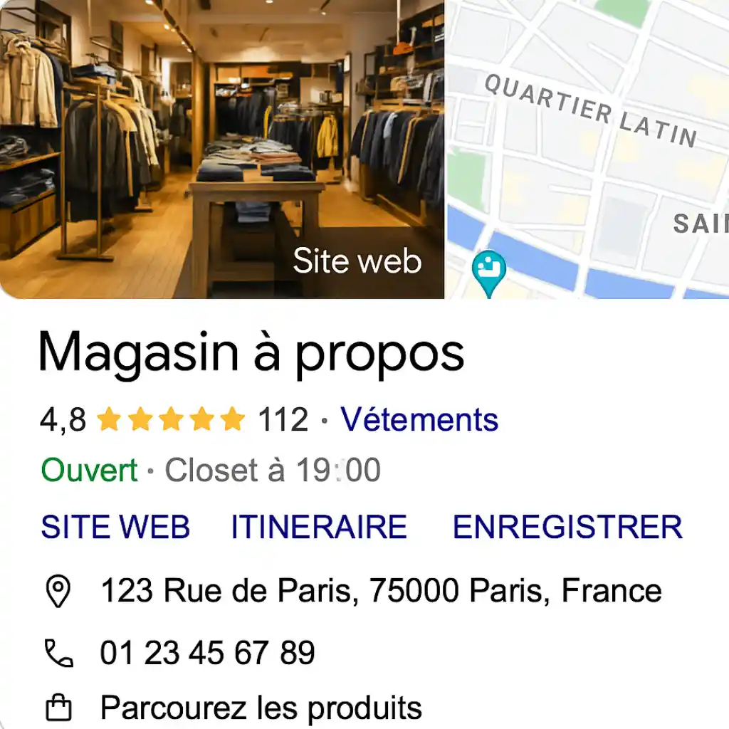 Fiche d'entreprise Google