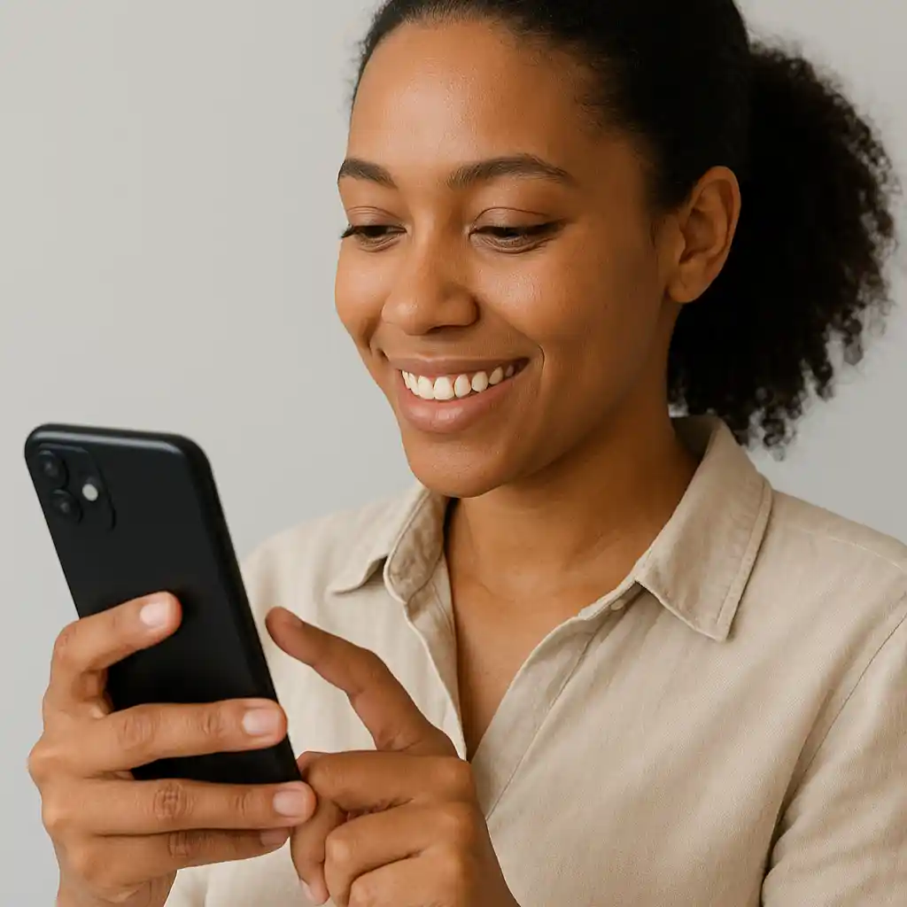 Contact 1 femme prenant rendez-vous sur smartphone