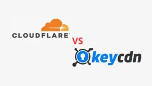 Comparaison entre KeyCDN et Cloudflare avec les logos officiels des deux outils de CDN.