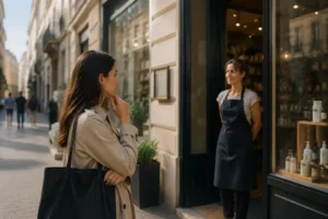 5 signes que l’IA a changé votre visibilité : une cliente découvre un commerce dans son environnement local.