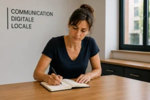 Écrire du contenu optimisé pour l’IA : une entrepreneure prépare le contenu de son activité avec méthode.